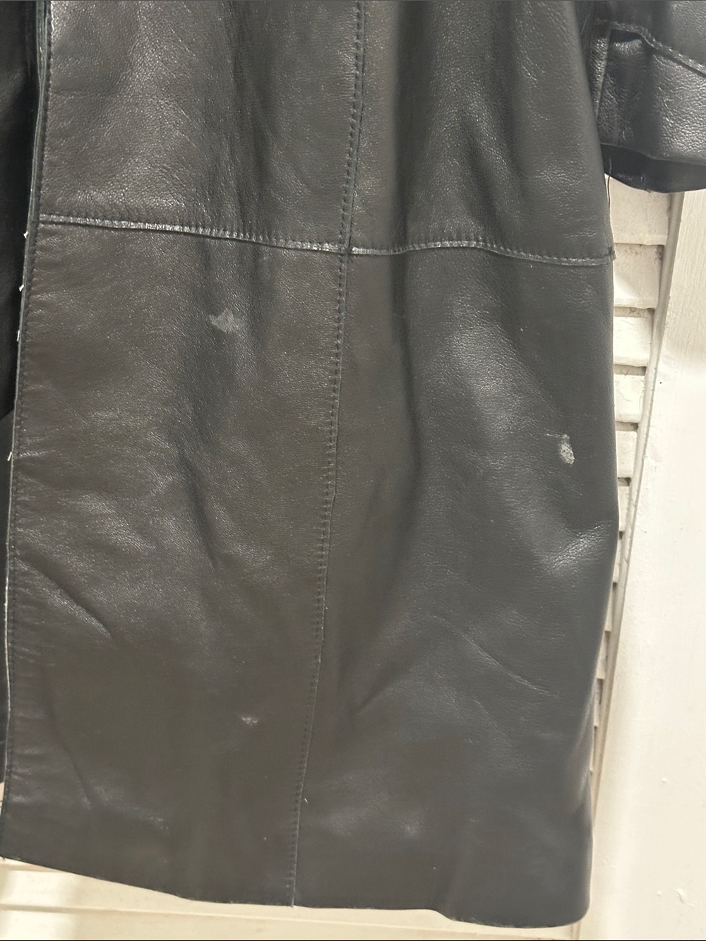 INC International Concepts Black Leather Belted Trench Coat - Picture 4 of 8